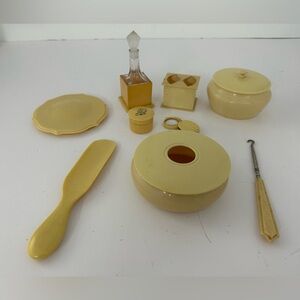 Antique 1920’s Ivory Pyralin Celluloid Vanity Set - 9 pcs